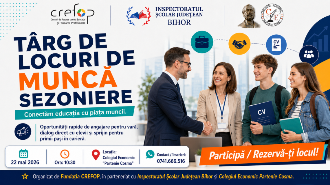 Târg dedicat locurilor de muncă sezoniere pentru tineri, la Oradea